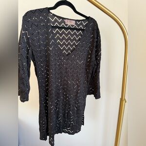 Black Zigzag Knit Swim Coverup